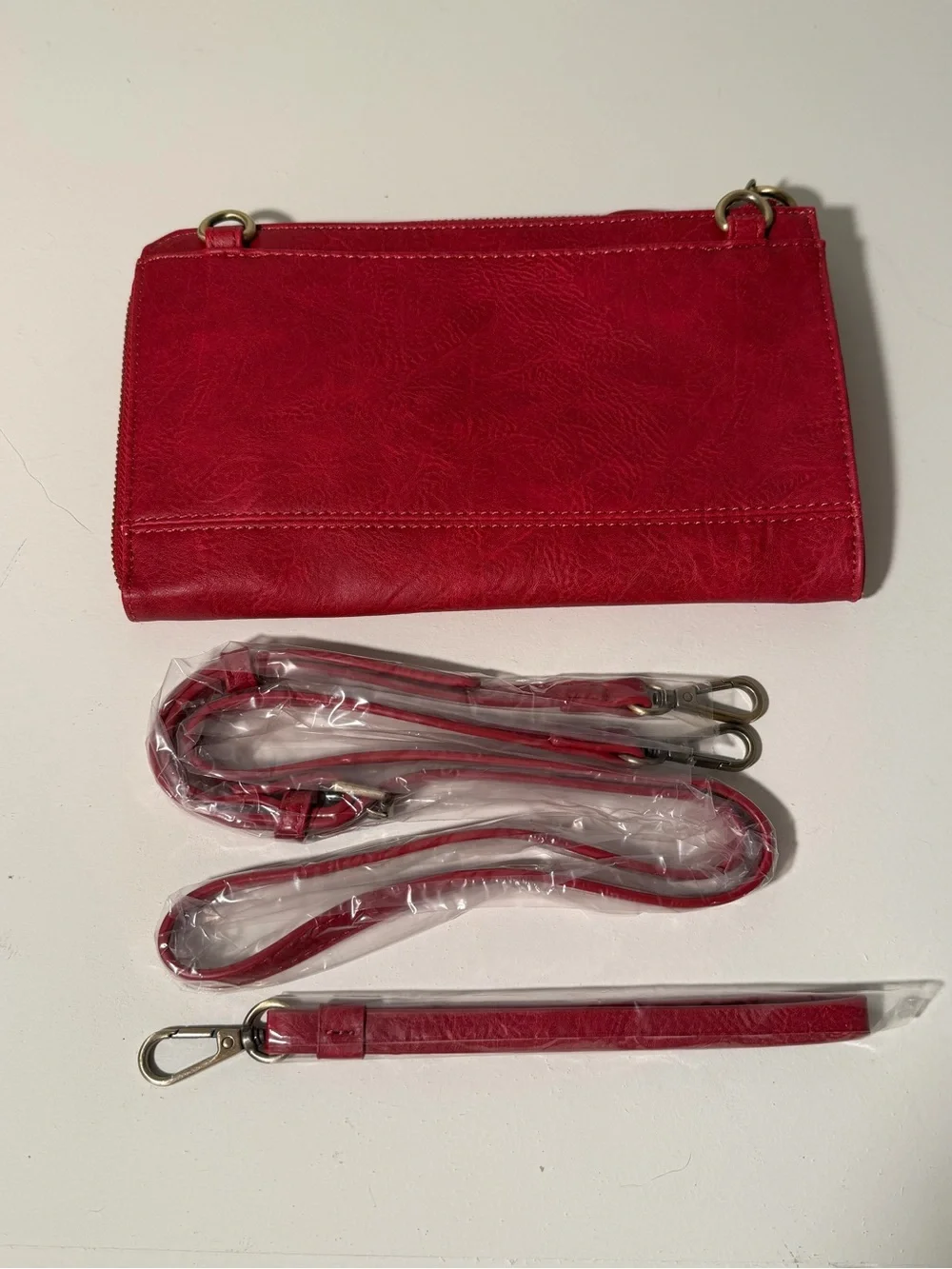 JOY Susan Brand Red Vegan Leather Convertible Crossbody Wallet/Wristlet. NWOT